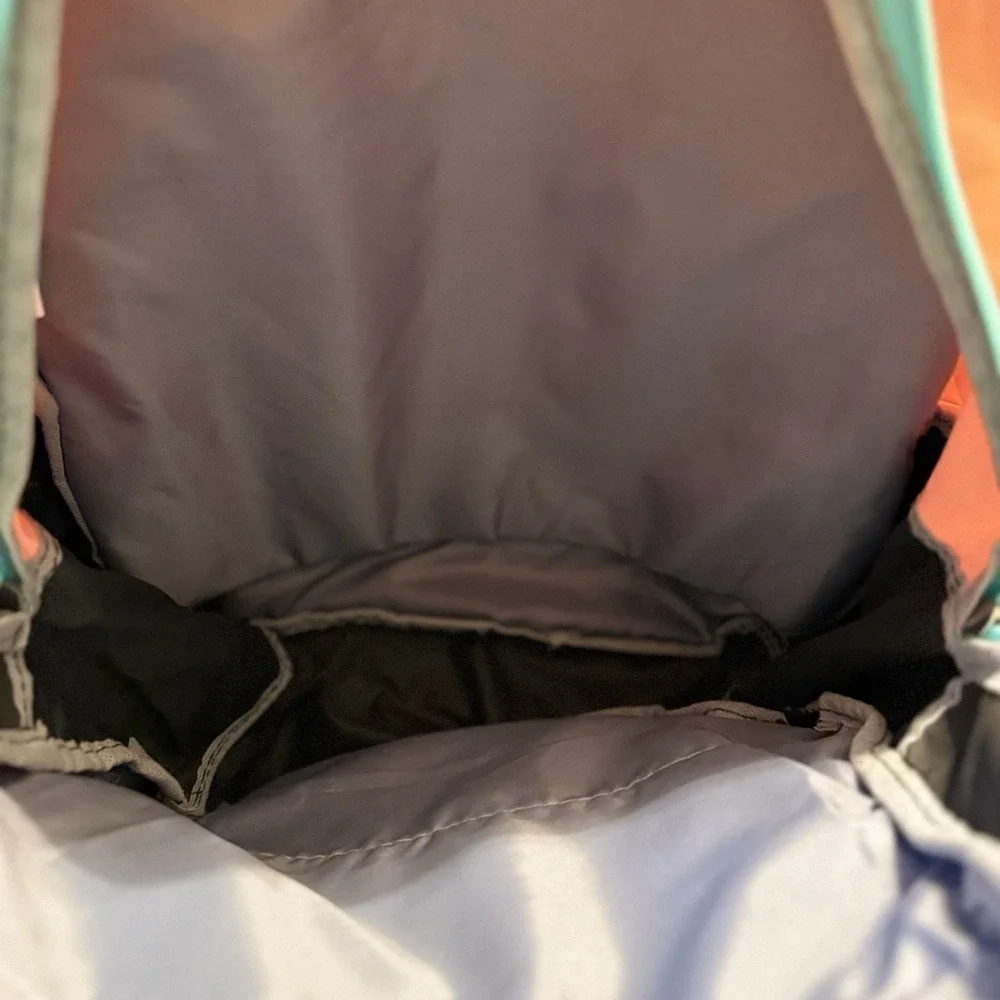 ES Backpack Coral Black Aqua School Travel Laptop Book Bag Multi Pocket‎